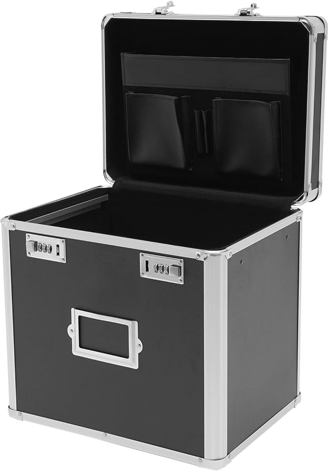 Aluminum Alloy File Organizer Box, 13.8x10x13.4in Portable File Box with Dual 3-Digit Combination Locks - for Letters, Documents, Office Supplies by NIENIEE