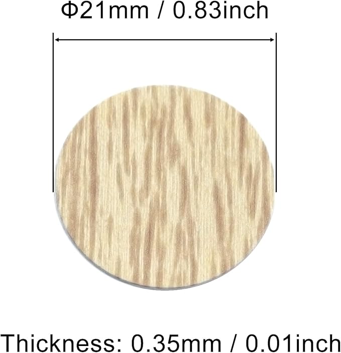 Self-Adhesive Screw Hole Stickers PVC Cover Caps Dustproof for Wooden Furniture Cabinet 21mm 2 Sheets/108 Pcs Light Oak - Image 2