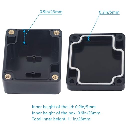 Junction Box, Zulkit Project Box IP65 Waterproof Outdoor Box ABS Plastic Electrical Boxes Electronic Enclosure Black 2.48 x 2.28 x 1.38 inch (63 x 58 x 35mm) (Pack of 4) - Image 6