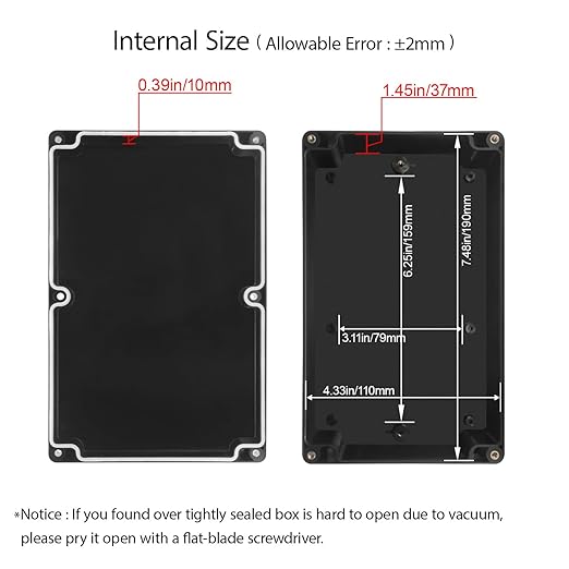 LeMotech Project Box ABS Plastic Junction Box IP65 Waterproof Hobby Box Electrical Boxes Universal Enclosure for Electronic Black 7.8 x 4.7 x 2.2 inch(200x120x56mm)（Pack of 2 - Image 3