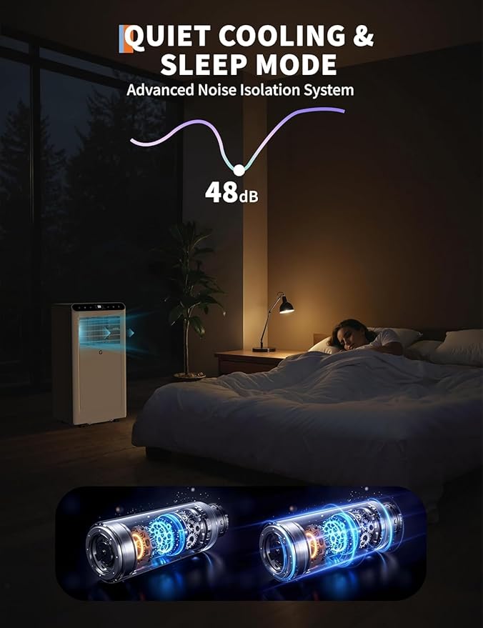 GarveeLife Powerful 10,000 BTU Portable Air Conditioner with Heating - 4-in-1 AC, Fan, Dehumidifier & Heater - Cools up to 450 Sq.Ft, Remote, 24H Timer, Smart Sleep Mode - Black Control Panel, With - Image 5
