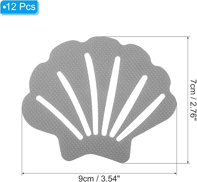 PATIKIL 12 Pcs Non Slip Bathtub Stickers, Anti Slip Shower Stickers Bathroom Shower Floor Decals Sea Shell Shape Cute Treads Tubs, Gray - Image 2