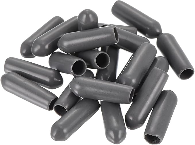 uxcell 20pcs Rubber End Caps 4mm ID Vinyl PVC Round Tube Bolt Cap Cover Screw Thread Protectors Dark Grey - Image 4