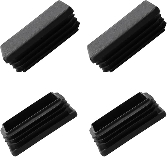 METALLIXITY Rectangle End Caps (60 x 40mm) 4Pcs, Plastic Rectangle Tube Inserts Threaded End Blanking Caps Protector - for Furniture Table Chair Legs, Black by METALLIXITY