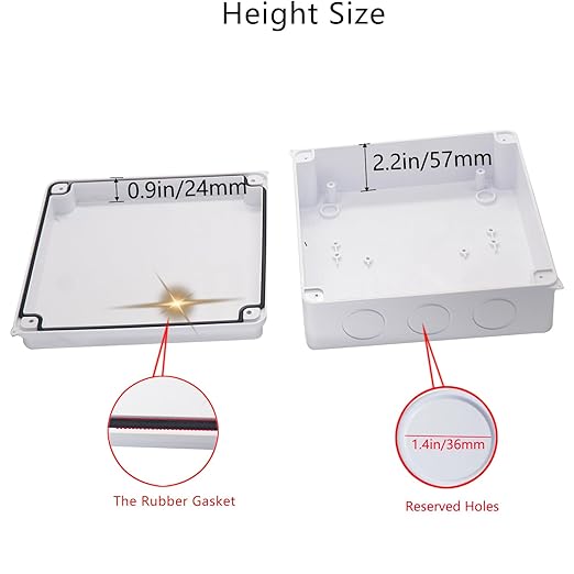 Junction Box Dustproof Waterproof IP65 ABS Plastic Electrical Boxes, Indoor & Outdoor Electrical Power Cord Enclosure Universal Project Box DIY Case White 7.9 x 7.9 x 3.1 inch (200x200x80mm) - Image 4