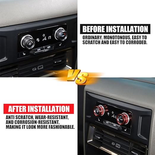 Air Conditioner Switch Control Button Knob Cover Compatible with 2024-2025 Hummer EV Accessories Rear Climate Control Knob Covers, Aluminum Alloy AC Decal Trim Rings Interior 2Pcs (Red) - Image 6