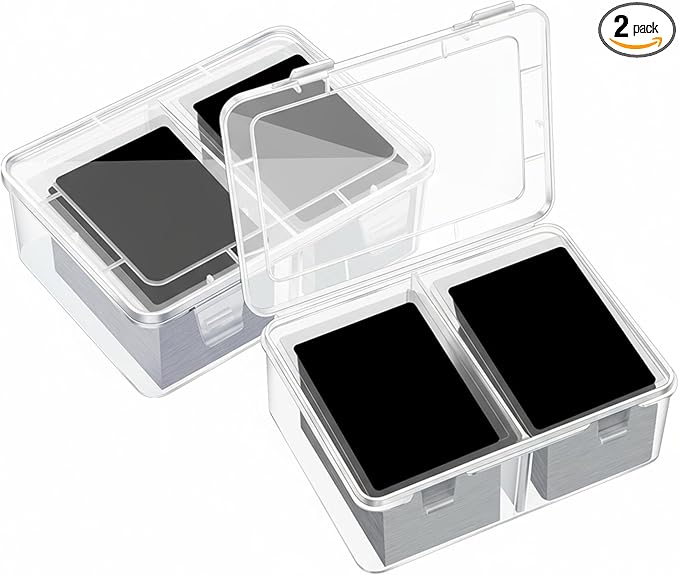 Vicenpal 300 Card Storage Box Compatible with Mtg TCG Clear Plastic Trading Card Storage Box with Removable Divider Hard Trading Deck Case for Baseball Football Game Organizer Collector(2 Pcs) by Vicenpal