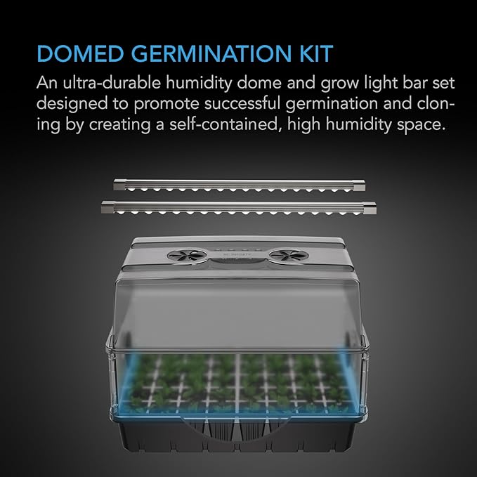 AC Infinity Heavy-Duty Humidity Dome with Full Spectrum LED Grow Light Bars, Samsung LM301H EVO Diodes, 3mm Thickest Dome and 5x8 Trays, Vent Extension Panels, for Seed Starting and Propagation - Image 2