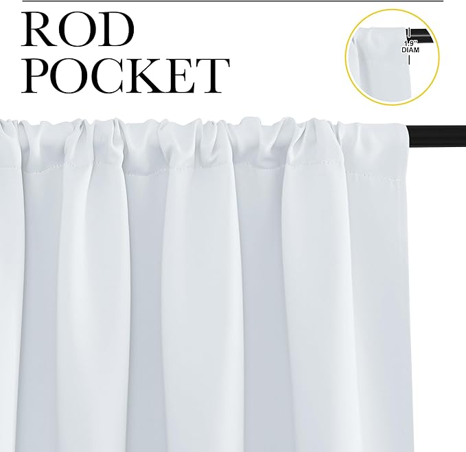 NICETOWN Greyish White Window Curtain Panels - Thermal Insulated Rod Pocket Room Darkening Curtain Sets for Bedroom (Platinum - Greyish White, 2 Panels, 29 by 20) - Image 3