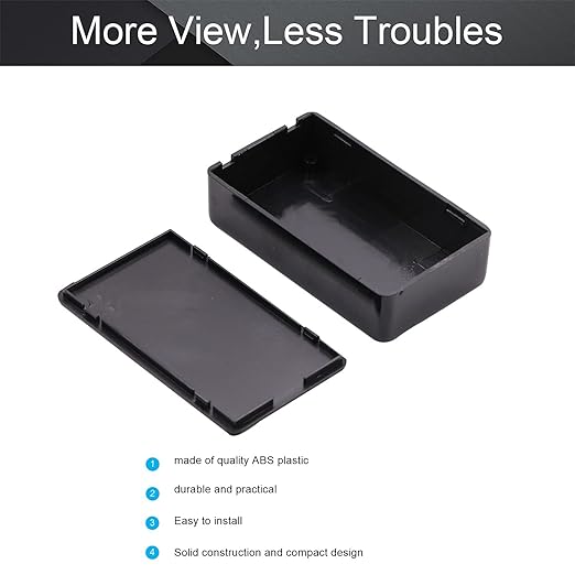 Fielect 5Pcs Dustproof Electronic Junction Box Plastic Enclosure Project Box for Electronic Projects ABS Black 3.35 x 1.97 x 0.83 inch - Image 3