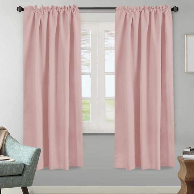 H.VERSAILTEX Blackout Curtains Thermal Insulated Window Treatment Panels Room Darkening Blackout Drapes for Living Room Back Tab/Rod Pocket Bedroom Draperies (2 Panels, Baby Pink, 52 x 72 Inch) - Image 3