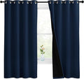 NICETOWN 100% Blackout Curtain Panels, Thermal Insulated Black Liner Curtains for Nursery Room, Noise Reducing and Cold Blocking Drapes for Windows (Navy Blue, Set of 2, 55-inch Wide by 68-inch Long) by NICETOWN