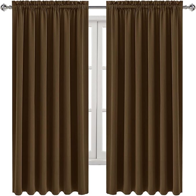 DWCN Blackout Curtains for Living Room Thermal Insulated, Energy Saving & Noise Reducing Bedroom Curtains, Brown, W 70x L 63 Inch, Set of 2 Rod Pocket Curtain Panels - Image 9