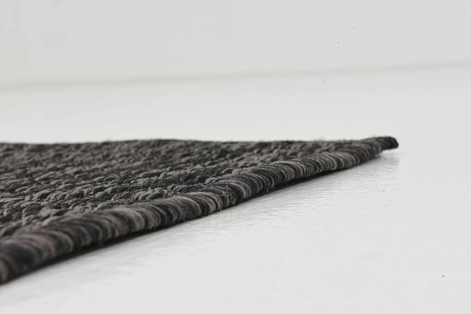 Unique Loom Collection Casual Transitional Solid Heathered Indoor/Outdoor Flatweave Area Rug (2' x 6' 1" Runner, Black/Ivory) - Image 8