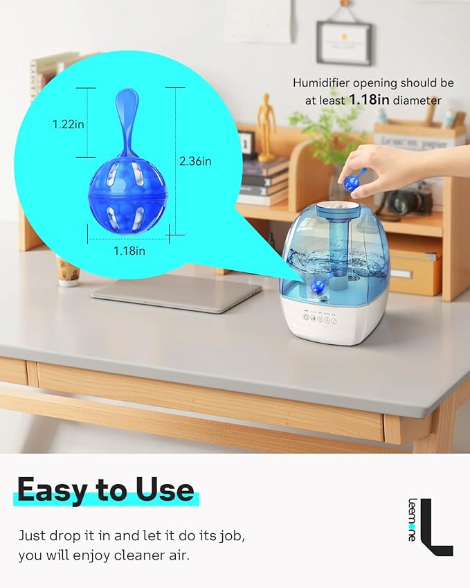 Leemone Humidifier Cleaner 20 Pack, Demineralization Cleaning Ball, Works in All humidifiers and Fish Tanks, Purifies Water, Prevents Hard Water Build-Up, Reduces Scale - Image 2