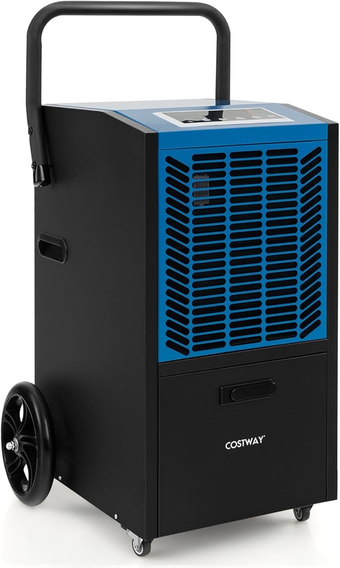 COSTWAY 163 Pints Commercial Dehumidifier, 4500 Sq.Ft Crawl Space Dehumidifier with Pump & Drain Hose, 24H Timer, for Basement, Warehouse, Job Site (Blue) by COSTWAY