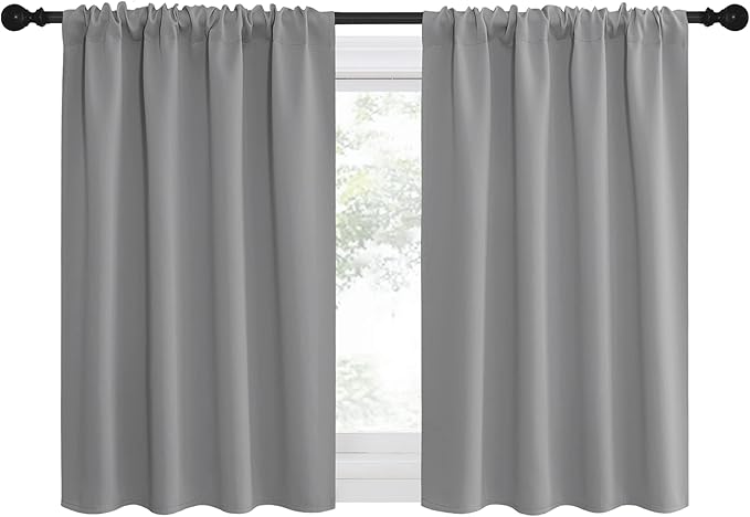 NICETOWN RV Blackout Curtains for Camper Windows, Short Room Darkening Curtains for Kitchen, Home Decoration Thermal Insulated Rod Pocket Drapes for Small Windows (Silver Grey, 2 Panels, W42 x L36) - Image 2