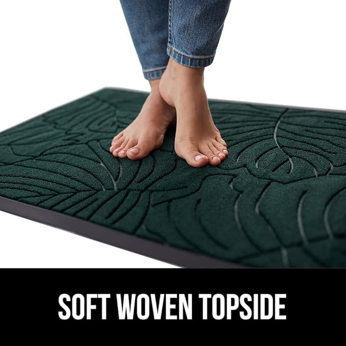GORILLA GRIP 100% Waterproof All-Season WeatherMax Doormat, 47x35, US Designed Natural Rubber, Stain and Fade Resistant, Low Profile Indoor Outdoor Door Mats, Easy Clean Patio Mat, Green Palm - Image 7