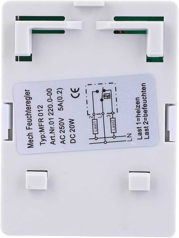 Mechanical Humidity Controller, PC Material Case, Back Rail Slot, 2-3 Pole Terminal, for Fan Heater, TV Cabinet, Humidity Adjuster (MFR012) - Image 9