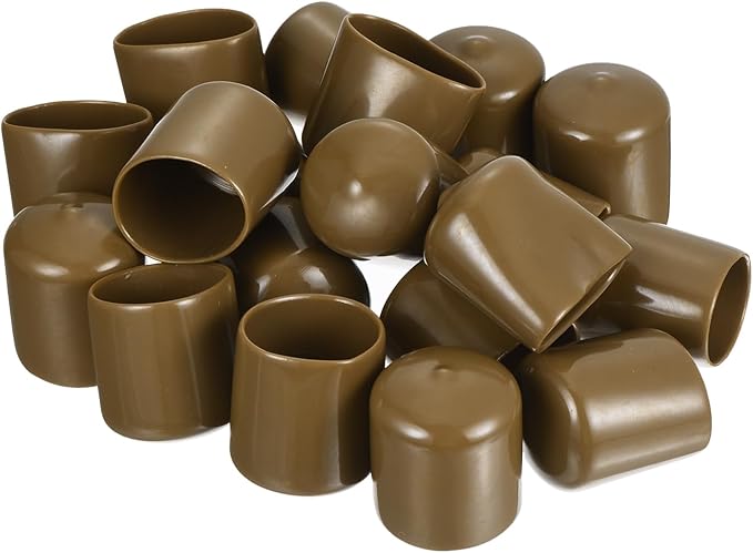 uxcell 20pcs Rubber End Caps 27mm(1 1/16") ID Vinyl PVC Round Tube Bolt Cap Cover Screw Thread Protectors Light Brown - Image 4