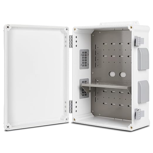 Outdoor Electrical Junction Box, ABS Water Resistant Enclosure with Internal Mounting Panel & Hinged Cover (15" H x 11" L x 6" W) by Namunanee