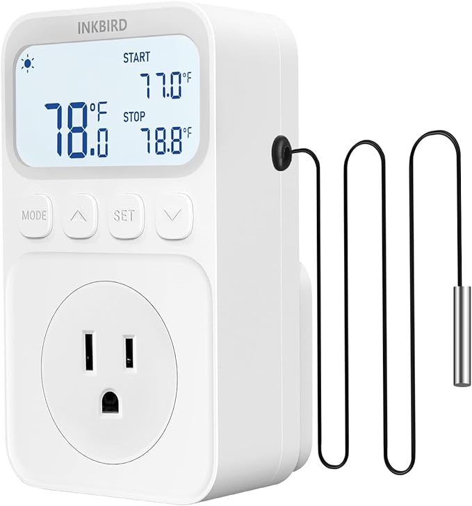 INKBIRD Digital Thermostat Outlet Temperature Controller Outlet Socket Heating/Cooling Control 1200W 10A Backlit Display by Inkbird
