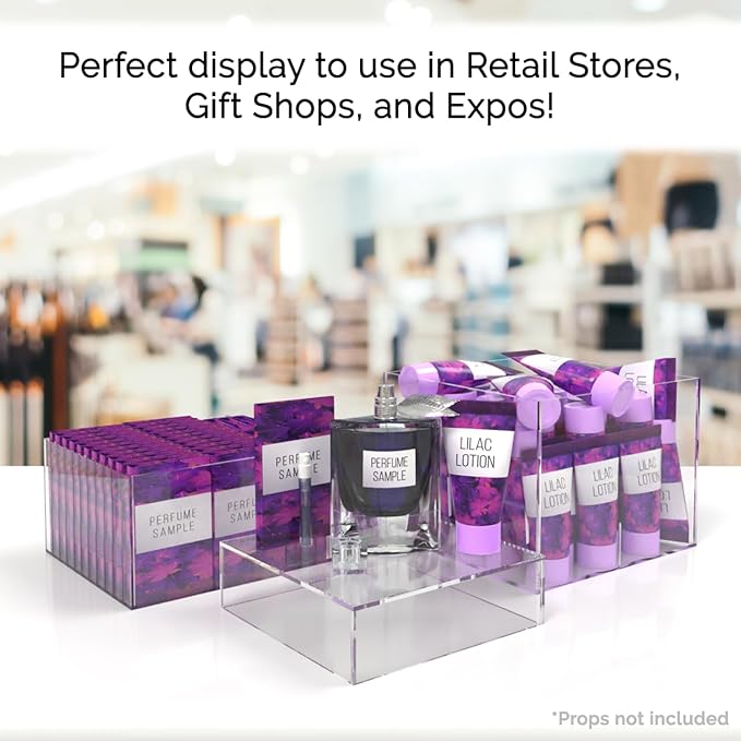 Marketing Holders 3 Piece Acrylic Display Riser Boxes Clear Retail Product Riser No Lid with Hollow Bottom 2", 4", 6" High Nesting Bins One Open Side Merchandise Storage Box - Image 2