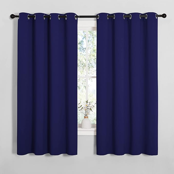 NICETOWN Blackout Draperies Curtains, All Season Thermal Insulated Solid Grommet Top Blackout Curtains/Drapes for Kid's Room (Royal Blue, 1 Pair, 55 x 68 inches) - Image 2