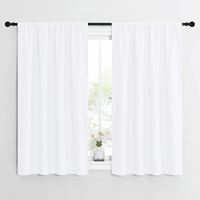 NICETOWN Kitchen Curtains, Short Home Decoration Curtains & Drapes, Small Window Draperies for Dining Room, Cupboard (White, 42 in x 54 in (W x L), Set of 2) by NICETOWN