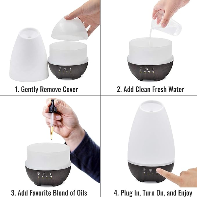 HealthSmart Essential Oil Diffuser, 500ML, Large Room Coverage | Adjustable Timer | Multiple Mist Modes | 7 LED Colors | Pack of 2 - Image 7
