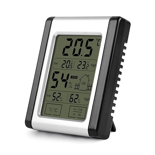 Digital Indoor Thermometer and Hygrometer Monitor with Touch Screen, Comfort Indicator & 24-Hr History, High Accuracy Home Room Temperature Humidity Gauge (3×2.5×0.6 in) by Unknown