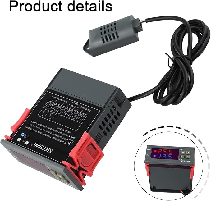 Humidity Controller SHT2000 Intelligent Digital Display Temperature Thermostat For Heating, Cooling, Humidifying Or Dehumidifying In Greenhouse, Workshop Or Storage(220V) - Image 2