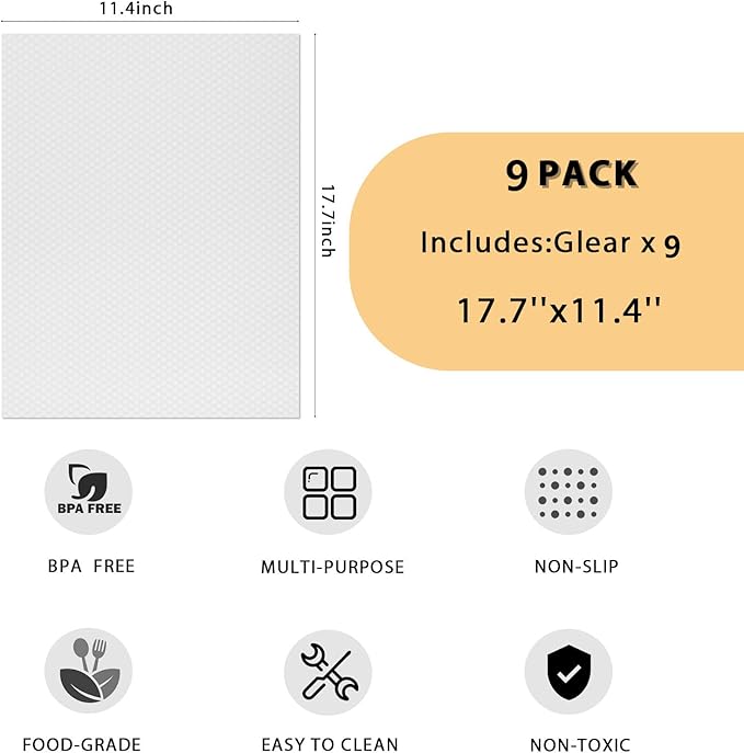 9 Pack Washable Waterproof Fridge Liners and Drawer Mats, Refrigerator Shelving Pads in White - Image 2