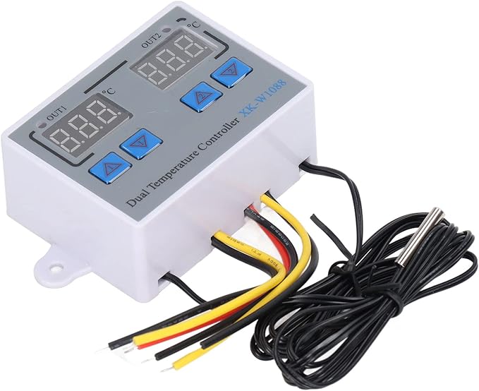 Dual Display Temperature Humidity Controller, Digital Thermostat Dual Temperature Controller 12V Direct Output Heating Cooling Thermostat Switch NTC 10K Sensor for Aquarium Tank Greenhouse - Image 7