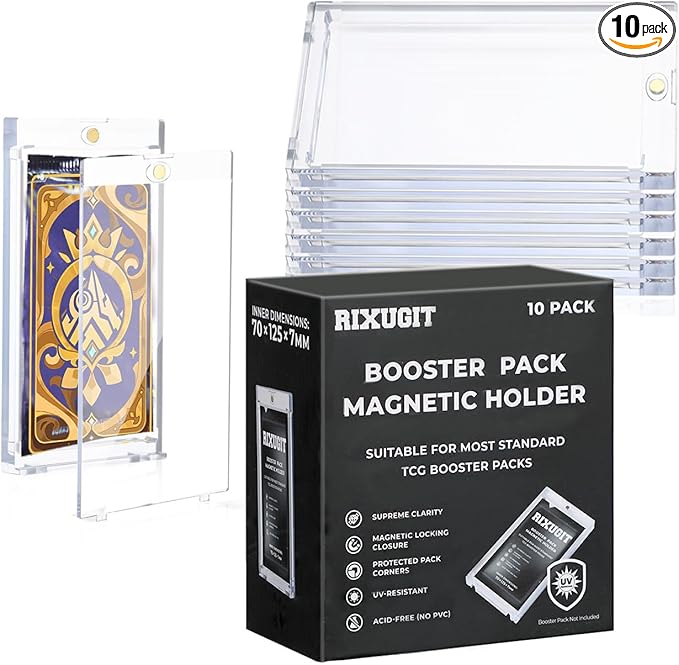 10-Pack One Touch Booster-Pack Magnetic-Holders - UV Protection Clear Booster Pack Cases, Fit for Standard Cards Storage and Display, Protect Your Collectible, Sports, and Gaming Cards by Unknown