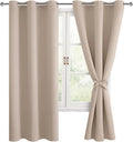 Hiasan Blackout Curtains for Bedroom, 42 x 72 Inches Long - Thermal Insulated & Light Blocking Window Curtains for Living Room/Kids Room, 2 Drape Panels Sewn with Tiebacks, Camel by Hiasan