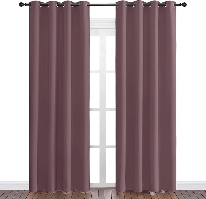 NICETOWN Dry Rose Blackout Curtains 86" Long for Office, Dining Room, 55" Wide, 2 Pieces, Guest Room, Sound Reducing Heat and Cold Block Curtain Panels for Modern Decorative - Image 2