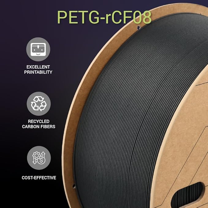 Polymaker Fiberon PETG-RCF Filament Black 1.75mm 3kg, Recycled Carbon Fiber Reinforced PETG 3D Printing Filament Ideal for Drone and Automotive Products - Image 7