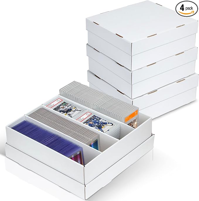 4 Pack Trading Card Storage Box - 4 Rows, Cardboard Storage Box holds 900+ Top Loaders, Graded Card Holder Organizer Case fits PSA/HGA Slabs by ULTRGEE