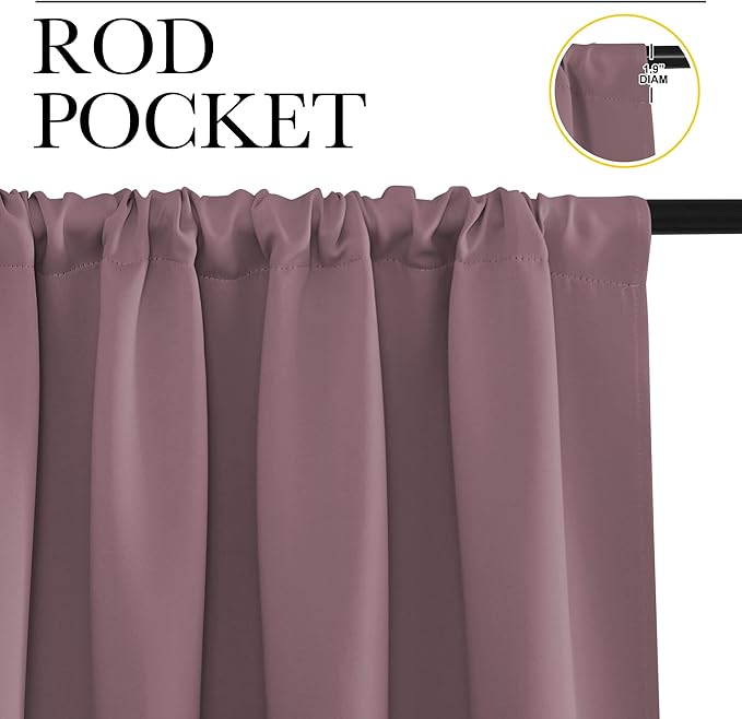 NICETOWN RV Blackout Curtains for Camper Windows, Dry Rose, 29" Wide by 50" Long, 2 PCs, Short Blackout Curtains & Drapes, Thermal Insulated Blackout Curtain Panels for Kids Room, Play Room - Image 2