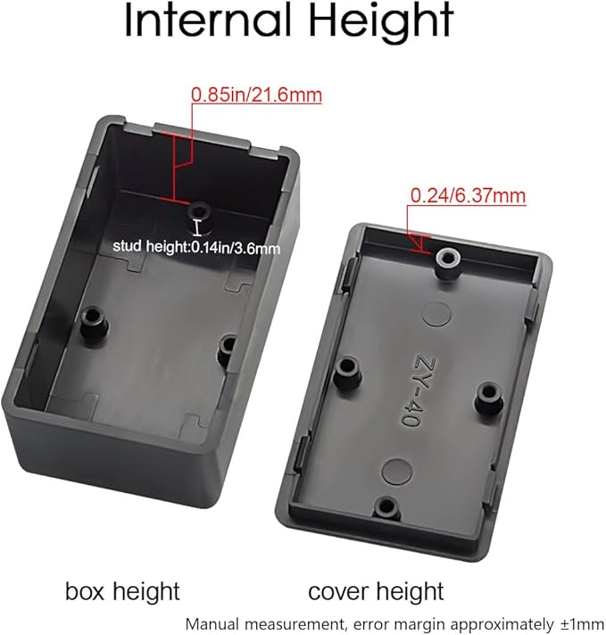 LeMotech 5Pcs ABS Plastic Electrical Project Case Power Junction Box, Project Box Black 2.4 x 1.4 x 1.0 inch (61 x 36 x 25 mm) - Image 4