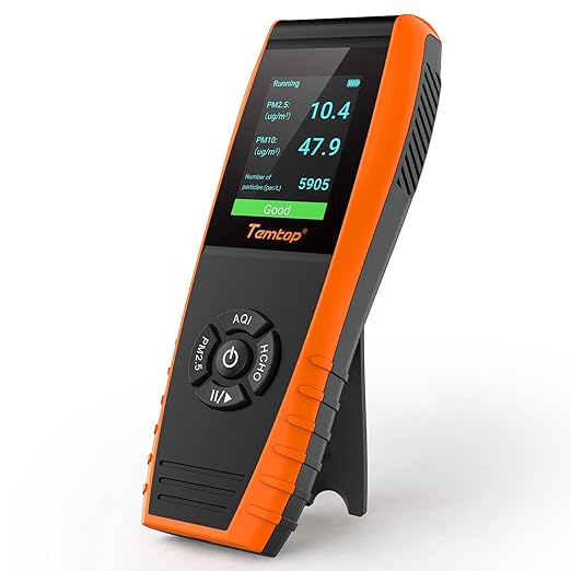 Temtop Air Quality Monitor PM2.5 PM10 Particle Counter, Formaldehyde, Temperature, Humidity, TVOC AQI Tester for Indoor/Outdoor Air Pollution Detection w/Data Export by Temtop