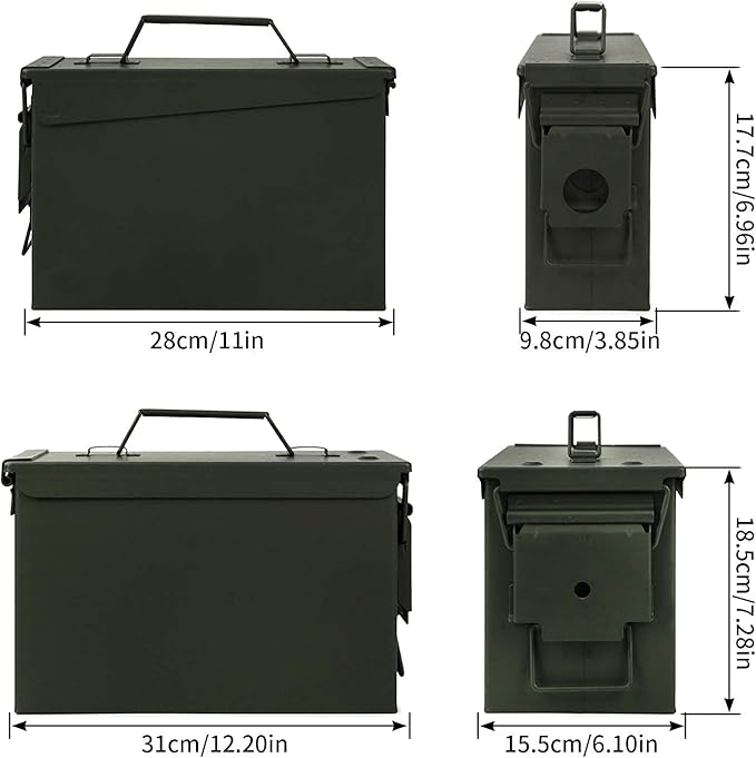 GUGULUZA Metal Ammo Can 30/50 Cal, Lockable Bullet Storage Case, Waterproof & Airtight Containers Box with Flip Top for Long-Term Storage Shotgun, Rifles, Pistols Ammunition - Image 4