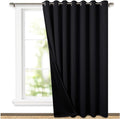 NICETOWN Extra Wide Patio Door Curtain, Super Heavy-Duty Thermal Sliding Glass Door Lined Drape, Privacy Assured 100% Blackout Window Treatment(Black, 1 Panel, 100 inches W x 84 inches L) by NICETOWN