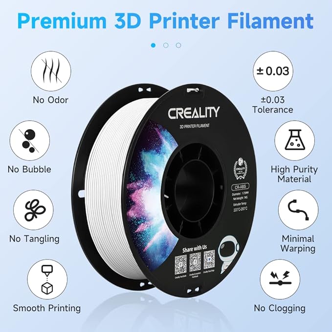 Creality ABS Filament 1.75mm, 3D Printer Filament, No-Tangling, Strong Bonding and Overhang Performance Dimensional Accuracy +/-0.02mm, 2.2lbs/Spool - Image 2