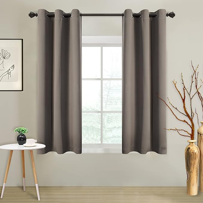 MYSKY HOME Blackout Curtains for Living Room Thermal Insulated Room Darkening Solid Grommet Drapes for Bedroom, 1 Curtain Panel, 42 x 63 Inch, Taupe by MYSKYHOME