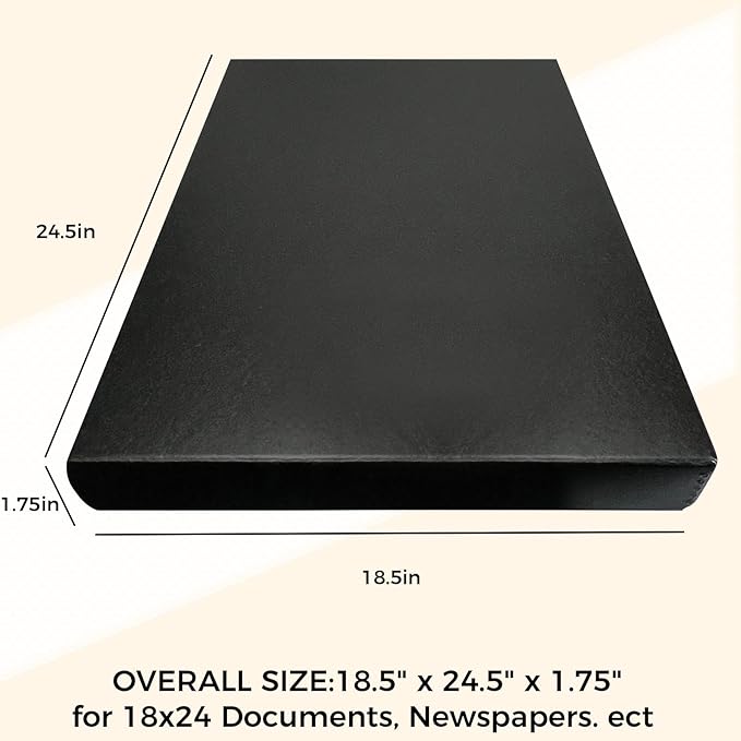 Golden State Art, Archival Folio Storage Box 18x24, Clamshell Design with Metal Edge, Preserve and Store Photos Documents Cards Prints Arts Crafts DIY, Black, Pack of 2 - Image 2