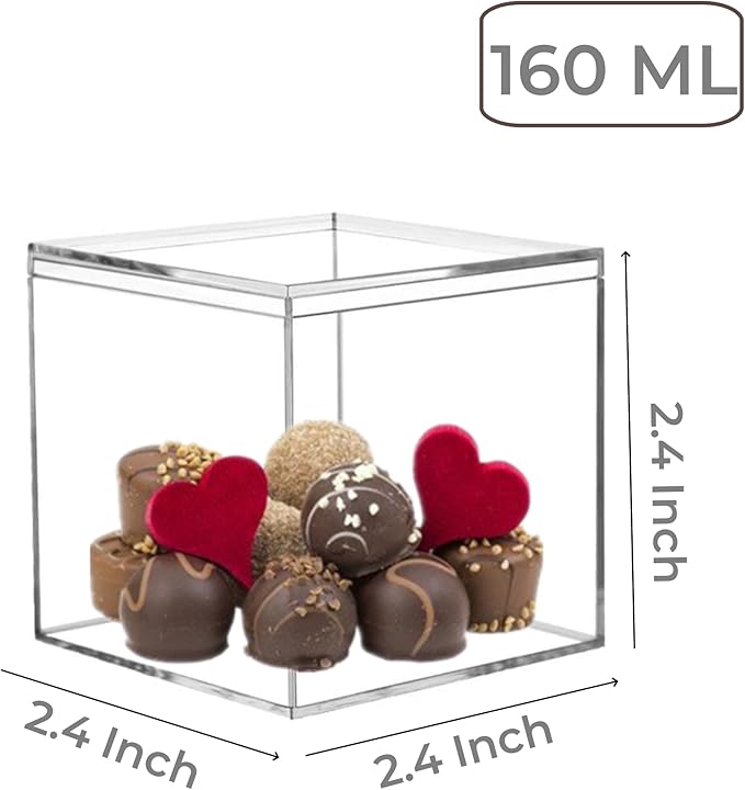 KissYou Acrylic Box with Lid 2 Pieces Small Clear Square Cube Small Mini Storage Box Plastic Containers Weddings, Party Gift Candy Boxes - Image 2