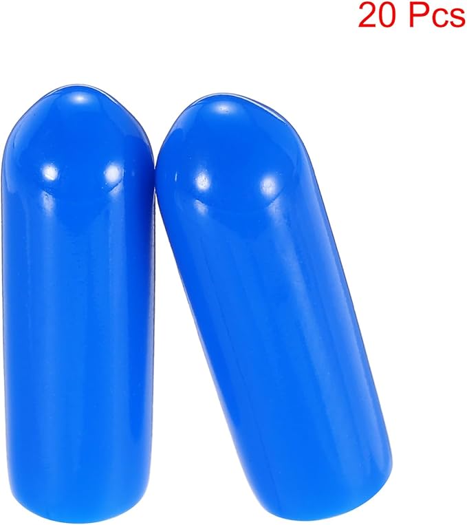 uxcell 20pcs Rubber End Caps 4mm(0.2") ID Vinyl PVC Round Tube Bolt Cap Cover Screw Thread Protectors,Blue - Image 2