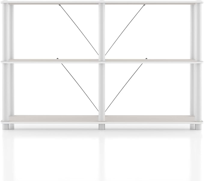 Homes: Inside + Out Apexa Modern 3-Tier Extra Wide Shelving Units, Collectibles Display Shelves, Easy Assembly Console Table, Home Storage Organizer for Living Room, Bedroom, Office, Taupe Grey - Image 11